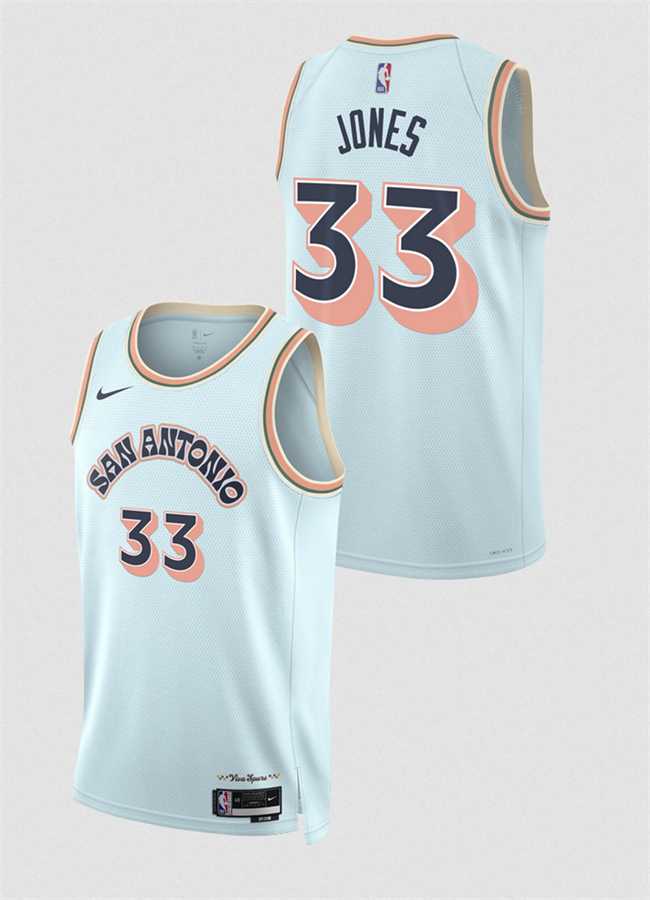 Men%27s San Antonio Spurs #33 Tre Jones Light Blue 2024-25 City Edition Stitched Jersey Dzhi
